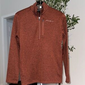 Eddie Bauer Brick Red Quarter-Zip Sweater